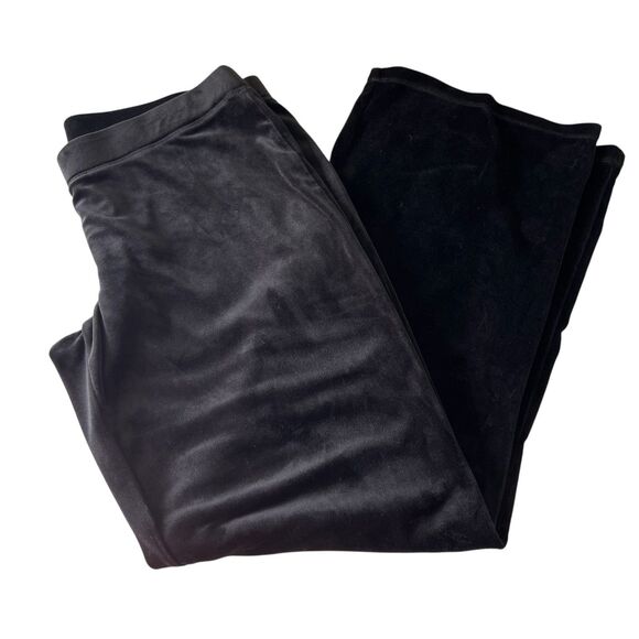 Juicy Couture Pants - Y2K Juicy Couture Black Velour Wide Leg Sweatpants Womens SZ L Pink Rhinestones